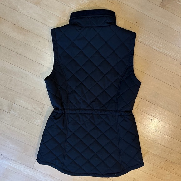 Nautica blak quilted zip up long vest, S - Picture 6 of 7